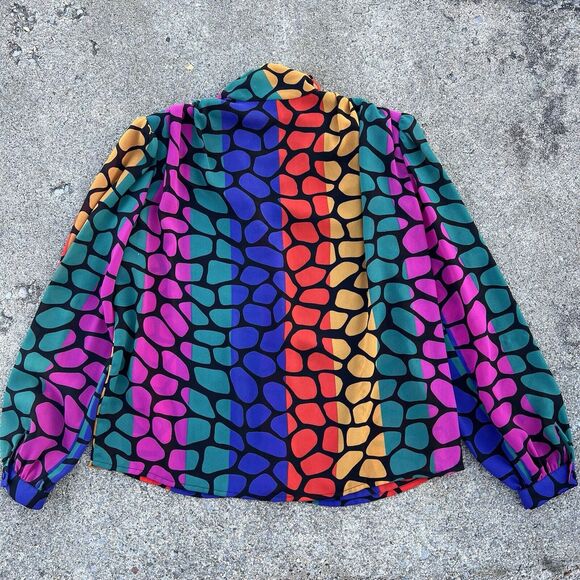 Vintage Geometric Print Semi-Sheer Maximalist Blouse - Picture 8 of 10